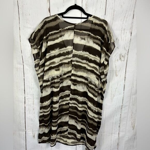 Merona Coverup Tunic V Neck Striped Brown Shades - Picture 4 of 5